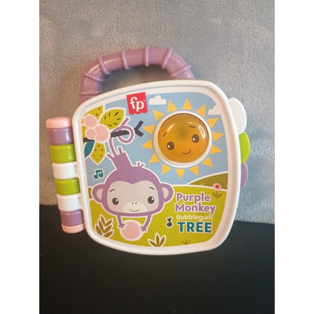 Fisher Price Purple Monkey and the Bubble Gum Tree Lights and Sounds Book